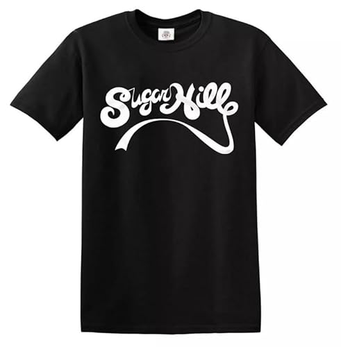 Photo de T-shirt Sugarhill Gang pour homme et femme Records SugarHill Rappers Delight Hip Hop, T-shirt noir imprimé blanc, XL