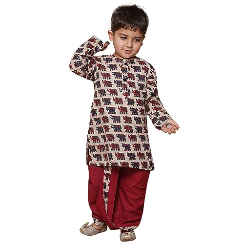 Image of AJ DEZINES Kids Ethnic Wear Pure Cotton Dhoti Kurta Set For Boys