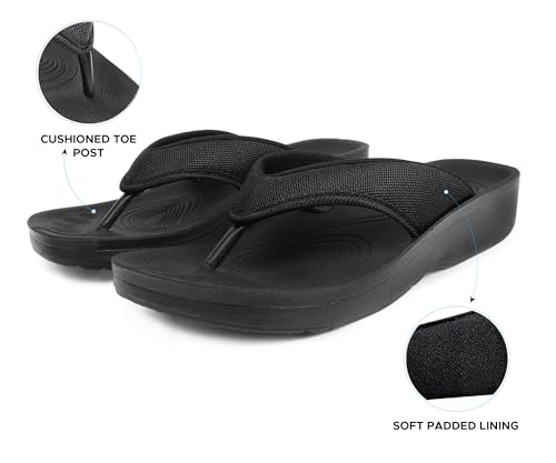 Image of AEROTHOTIC Comfy Arch Support flip flops for women Split Toe Stylish Cushioned Strap with non-slip footbed Walking Dressy Sandals Indoor and Outdoor