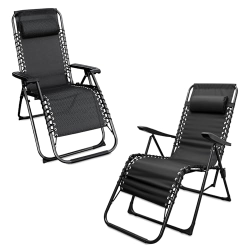 Spetebo Relaxsessel mit Kopfkissen aus Textil Gewebe 175 x 65 cm – steingrau - 9