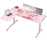 EUREKA ERGONOMIC L60 Corner Gaming Desk, L-Shape Pink Gaming Computer Desk Home Office Writing Table...