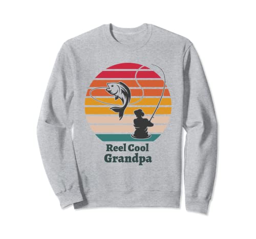Reel Cool Grandpa Funny Fishing Pun Día del Padre Cumpleaños Sudadera
