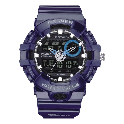 Image of PASNEW Boys' Watches - Dual Display, Large Dial Sport Watch, Black Outdoor Watch for Boys & Teens - Waterproof