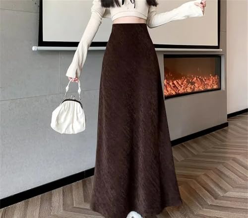 Women’s Velvet Mermaid Skirt High Waist Elastic Midi Pleated Autumn Winter Vintage Banquet Skirt4