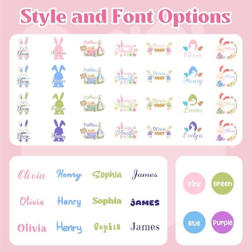 Personalized Easter Bunny Basket for Kid, Custom Name Egg Easter Buckets, Canvas Cotton Cute Bag for Easter Egg Hunt, Party Gifts and Daily Storage (Bunny) - 4