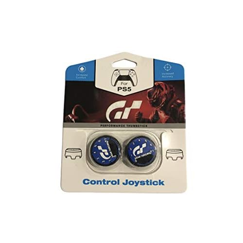 PS5 and PS4 Low Rise Thumb Grips - Gran Turismo - Blue - Pack of 2 Low Rise Rubber Thumb Grips for Playstation 5 and 4 Thumb Sticks Silicone Protective Covers