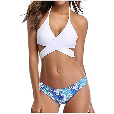 Women Two Pieces Bathing Suit High Waist Swimsuits Top Stagger Cover