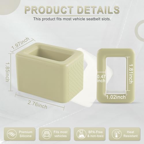 Image of Amiss 2PCS Seat Belt Buckle Holder, Universal Silicone Rear Seat Belt Booster & Fixer for Easy Access, Keeping Receptacle Upright, Car Interior Accessories-Fits Most Cars (Beige)