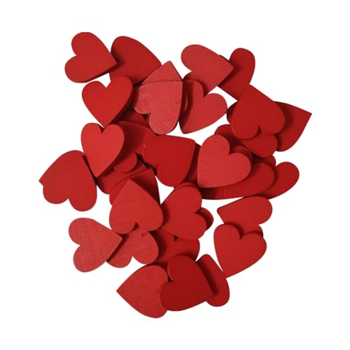 Lot de 200 cœurs en Bois Rouge de 2 cm pour décoration de Saint-Valentin, décoration de Table de Mariage