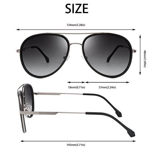Oversized Aviator Polarized Sunglasses for Women Men,Oval Double Bridge Metal Frame Sun Glasses UV400 Protection2