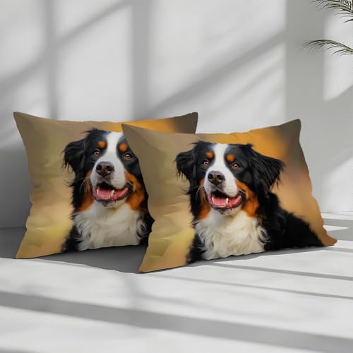 Bettwäsche Set 155 x 220 cm Tiere Hund Licht Wende Motiv Microfaser bettwäsche mit Kissenbezug 80x80 cm, Bügelfrei Knitterfrei Bettbezug, Erdiges Braun, für Allergiker geeignet