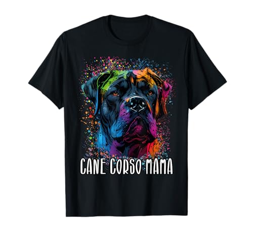 Colorful Splash Art Corso Mama Portrait Welpe T-Shirt