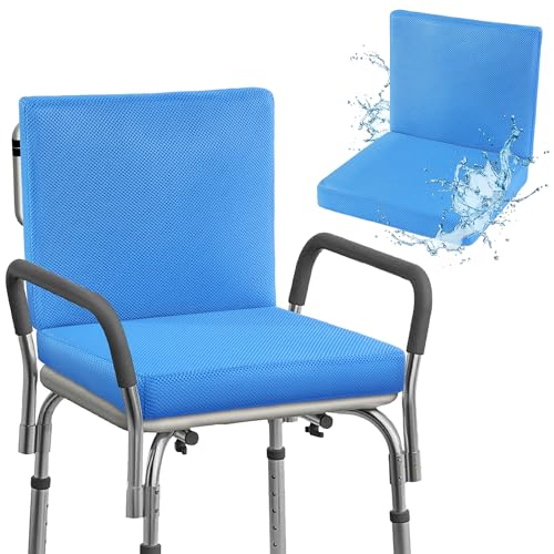 BALAPET Shower Seat Cushion for Shower Chairs, Shower chair mat with backrest cushion, Non-slip Quickly Dry Bathtub Chair Padwith Hook, Design for Elderly, Senior, Handicap & Disabled
