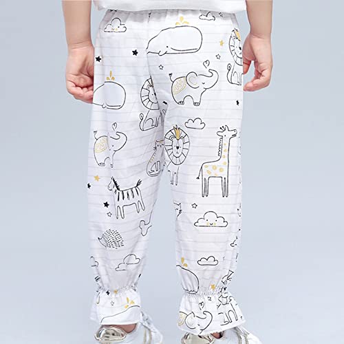Cartoon Print Striped Pants for Toddler Boys Casual Pants Kids Elastic Waist Trousers 1~7T (White, 6-7 Years)2