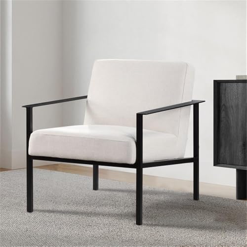 Sillón Moderno Crema con Estructura de Metal miniatura 2