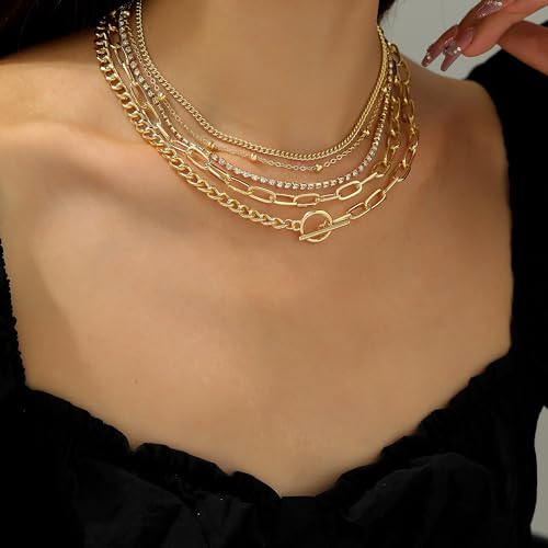 Gold Stacked Necklaces for Women - Simple Layered Gold Necklaces Trendy Stack Chain Necklace Jewelry Gift for Women4