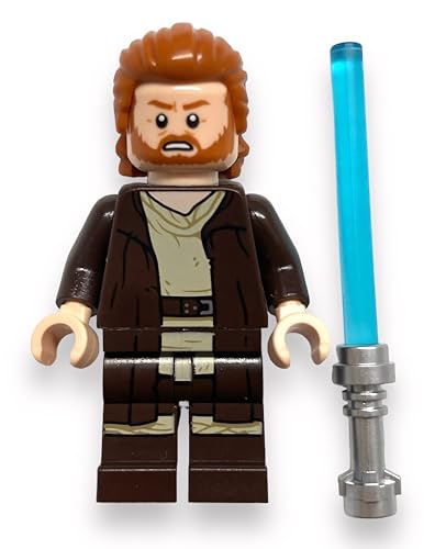 Star Wars: OBI Wan Kenobi Minifigure con spada laser e mantello nero - Lego - Immagine 1