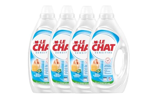 Le Chat, Lessive liquide, Sensitive, Savon de Marseille & Aloe Vera, respecte les peaux sensibles, sans conservateurs, Parfum Hypoallergenique, Teste...