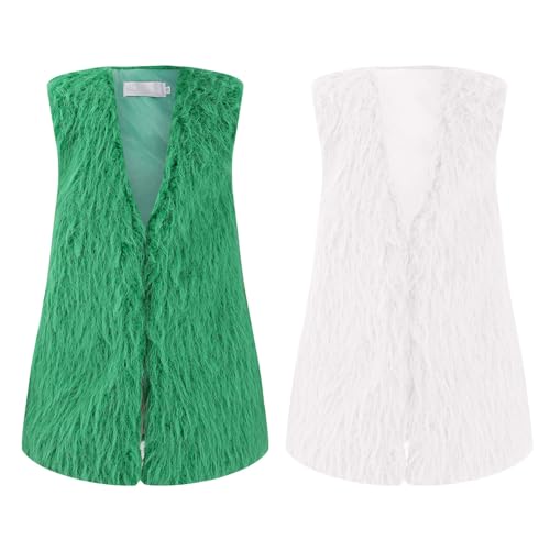 Kids Girls Faux Fur Vest Coat Little Girl Sleeveless Waistcoat Jacket Winter Outwear Party Dress Up for 1-12 Years2