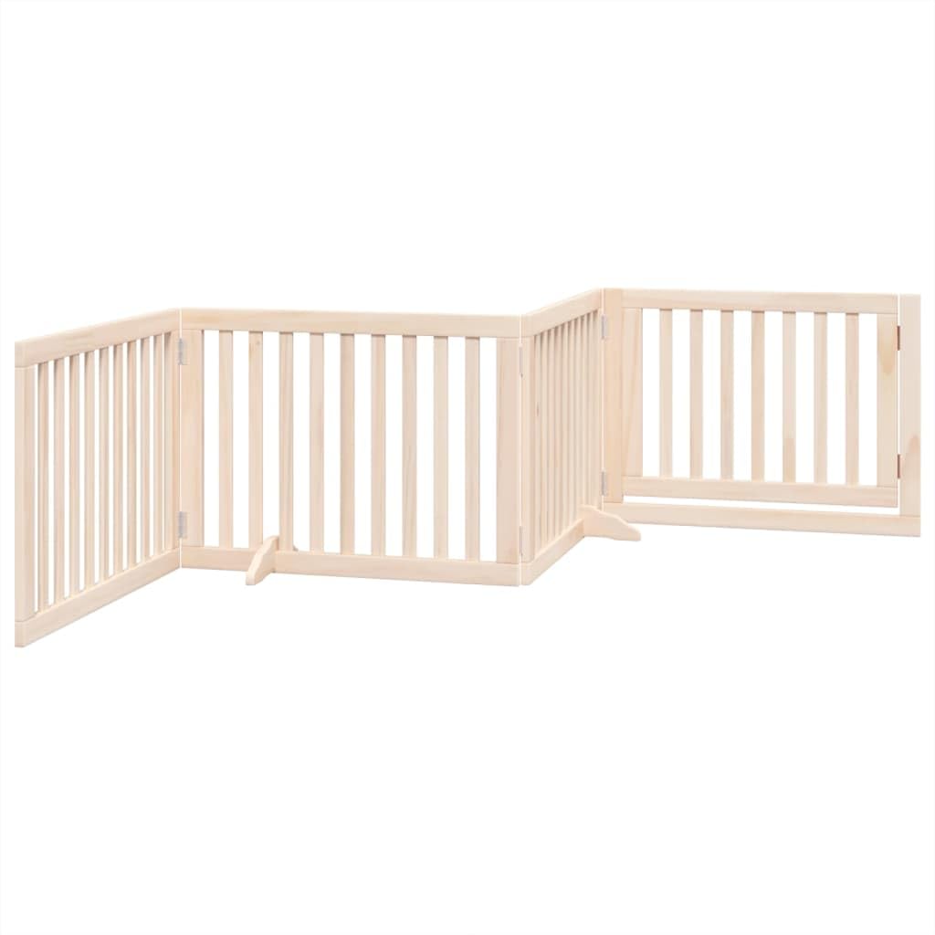 Rejilla para perros con puerta plegable, 4 paneles, 320 cm, madera de álamo, independiente con cerradura para cachorros y perros en el jardín, terraza, patio, protección segura