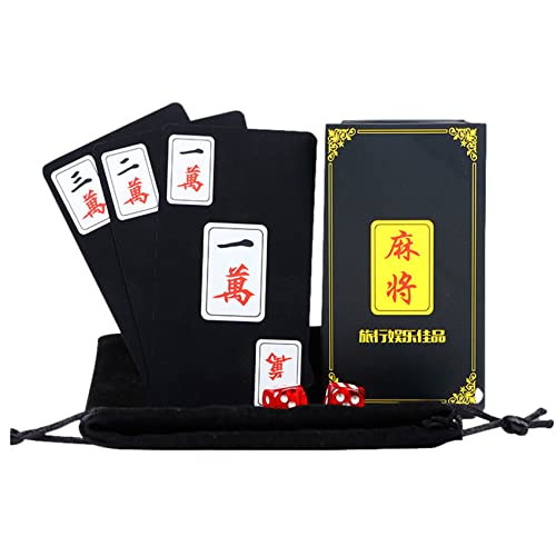 NOELAMOUR 麻雀ゲーム カード麻雀 トランプ麻雀 麻雀カード 卓上ゲーム 麻雀 収納袋 サイコロ2個付き カードゲーム