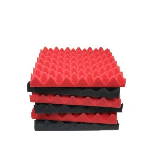 Convoluted Red/Gray 2 Inch 12" W x 12" L Egg Crate Panels Acoustic Foam Sound Proof Wall Tiles, 6 Pack - Thumbnail 3