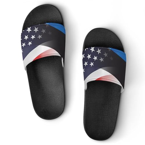 Flag of Estonia And U.S. FLAG House Sandals Non-Slip Bathroom Slippers Beach Summer Shoes for Men Women