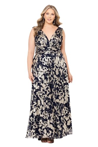 Image of Betsy & Adam Womens Long Stretch Velvet Illusion Shrug Beaded Sleeve GownSpecial Occasion Dress