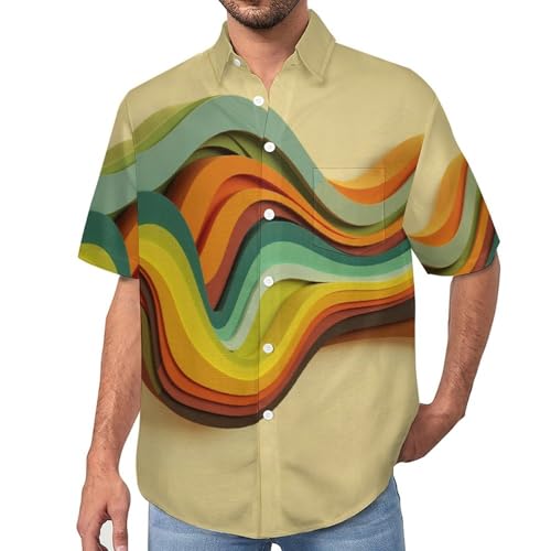 Chemise décontractée à manches courtes homme au style rétro abstrait