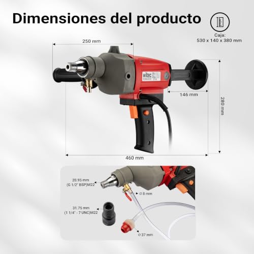 Miniatura 3 de Taladro De Diamante Extractora De Núcleos 2080w Hasta 110mm Perforadora Sacanúcleos