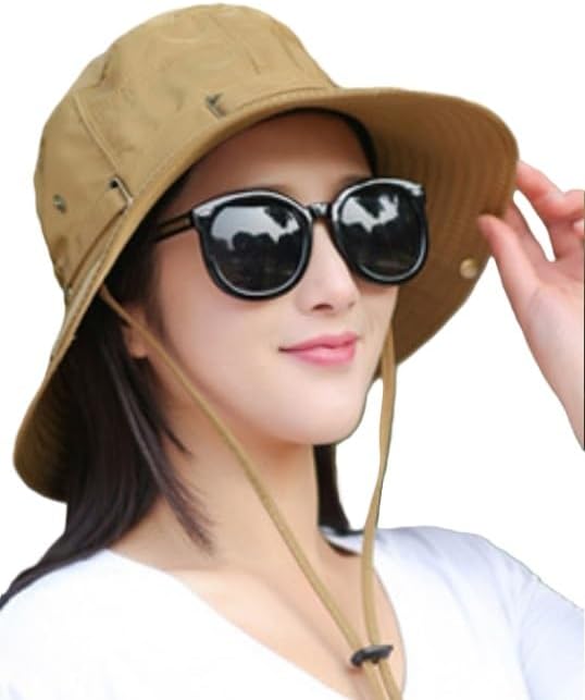 Women Linen Round Sun Visor Hats UV & Sun Protection Wide Brim Summer Cap Breathable Casual Beach Hat, Safari Cap . Beige, One size