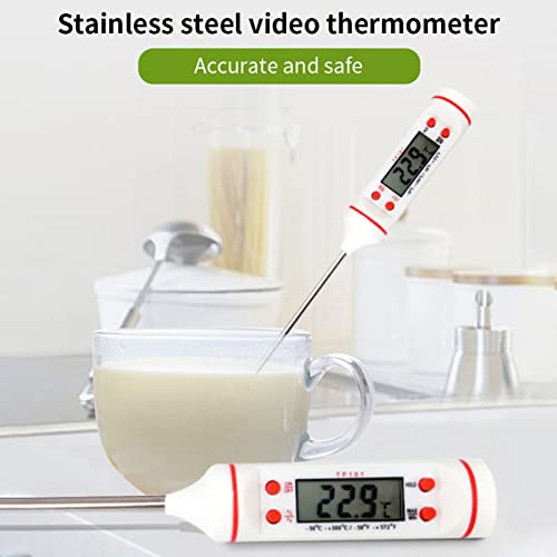 Smalibal Digital Meat Thermometer, Waterproof Instant Read Thermometer, Lcd Display Stainless Steel Probe For Cooking Food, Baking, Liquids, Candy, Grilling Bbq White #TOP2
