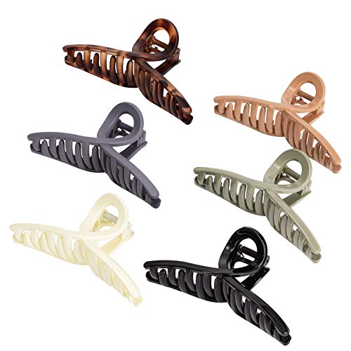 Large Hair Claw Clips Non-Slip Hair Catch Barrette Jaw Clamp Strong Hold For Thick/Thin Hair For Women And Girls (Shiny - 6 PCS)