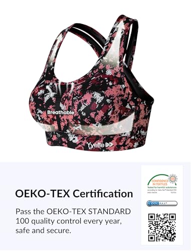 Image of Yvette Women High Impact Sports Bras Criss Cross Back Sexy Running Bra for Plus Size, Red Printed, 2XL(DF)