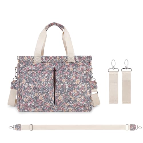 Image of Cherry Tote Bag for Women Canvas Patched Purse Cute Shoulder Bag Multi-Pocket Satchel Handbag for work travel