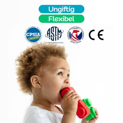 GERARDO'S Motorikspielzeug Bunte Weiche Bausteine zum Stapeln und Türme Bauen - Bauklötze für 6 Monate Oder Mehr, für Kreativität und Spielerisches Lernen, BPA-FREI (Blocks, 10, Stück)