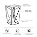 Madison Park Zee Accent Tables For Living Room, Glass Top Hollow, Small Metal Frame Geometric Angular Design Luxe Modern Stylish Nightstand Bedroom Furniture, Silver