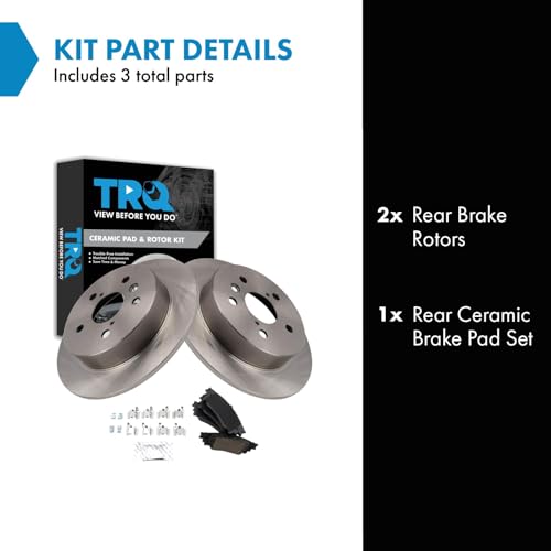 Image of TRQ Rear Brake Pad and Rotor Set Ceramic Compatible with 2022-2023 Toyota Camry