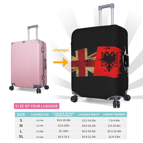 Travel Luggage Cover Albanian Britain Flag Fashion Washable Baggage Suitcase Protector Fit For Luggage Small 5