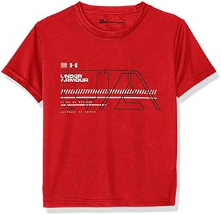 Under Armour Little Boy's Big Logo Short Sleeve Tee Shirt Shirt, red, 4