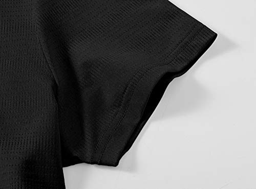 Basudam Women's Golf Polo Shirts V-Neck Short Sleeve Collarless Tennis Running T-Shirts Quick Dry Black Xl #TOP4