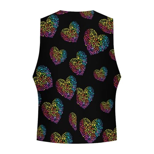 Dog Paw Colorful Heart Novelty Men's Suit Vest Casual Formal Dress Vests Business Waistcoat4