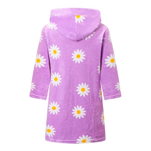 Image of Kids Bathrobe Hooded Plush Fleece Robe for Girls Boys