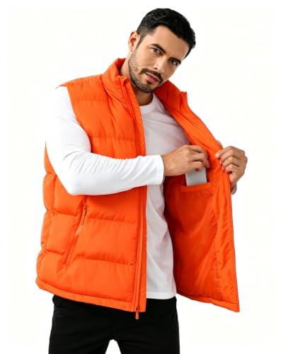 Image of JIHUILAI Men's Puffer Vest Winter Jacket Warm Puffy Vests Men Outdoor Sleeveless Lightweight Water-Resistant Vest M To 5XL