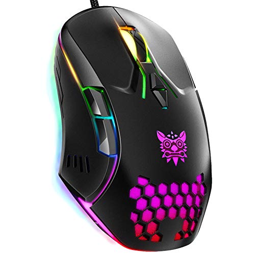 Wired Gaming Mouse - ONIKUMA Professional Gaming Mouse with RGB Backlit LED Lighting, 6400 DPI Optical Sensor, Ergonomic Gaming Mice for Window PC Laptop Gaming, Black