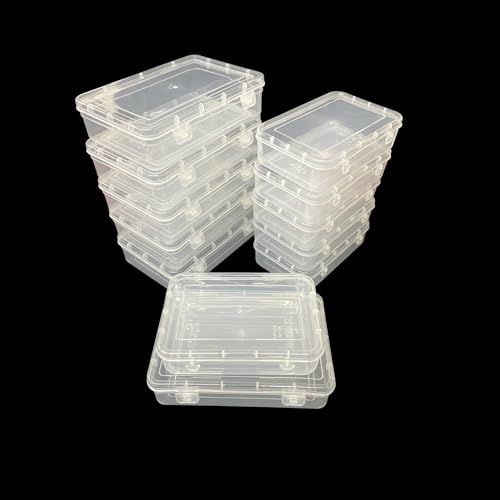 Image of URBAA Plastic Small Storage Boxes Container With Lock Lid, Jewellery Case Organiser(PUREPACK4455-12) (Size No. - 44, 55) (Clear, 16.5 X 11 X 4.5 Cm) (Clear, 19.5 X 13 X 5 Cm) - Set Of 12, Rectangular