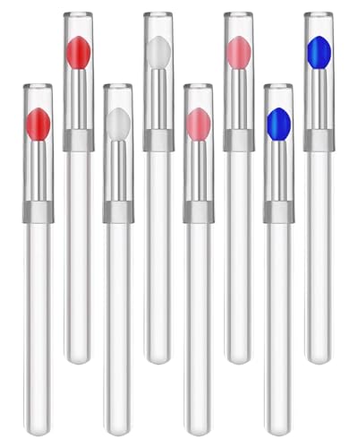 Zeayebsr 8 brochas aplicadoras de lápiz labial de silicona con tapas para brochas de maquillaje, aplicador de bálsamo labial, kits de herramientas de belleza para pintalabios,bálsamo labial