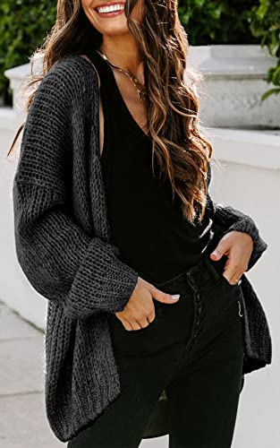 PRETTYGARDEN Women's Long Sleeve Open Front Knit Cardigans Sweaters Soft Loose Draped Coat Outerwear2