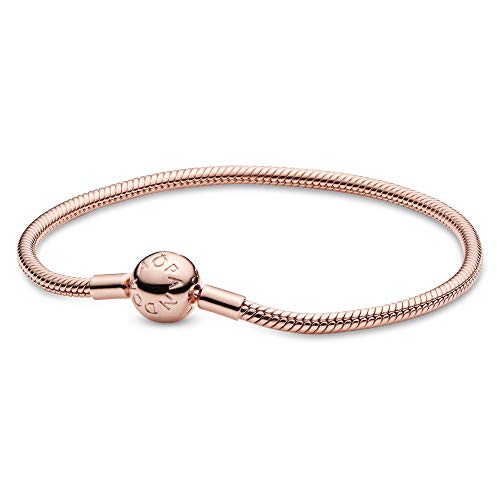 PANDORA Schlangen-Gliederarmband in Roségold 14 Karat rosévergoldete Metalllegierung aus der PANDORA Moments Collection, 18cm