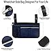 Wheelchair Side Bag, Armrest Storage Pouch with Cup Holder and Reflective Strip for Wheelchairs, Walkers or Rollators (Blue)